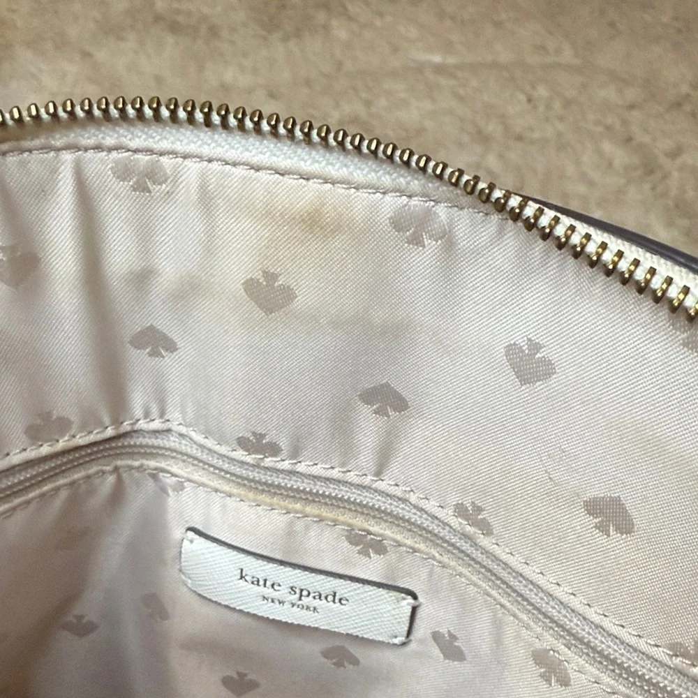 Kate Spade Reiley Straw Dome Satchel Tan and White